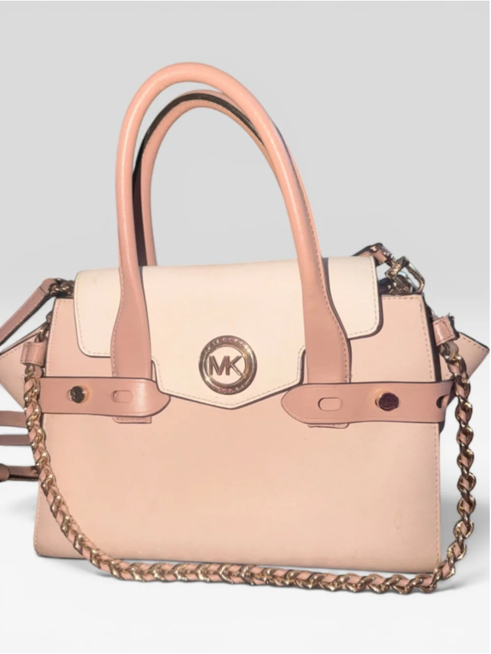 Michael Kors Blush Pink & Vanilla Saffiano Leather Satchel + Matching WrisWallet